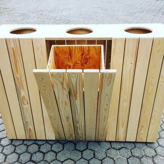 Progetto per costruire pattumiera per riciclo da esterno  [DIY_recycling-bin] : YourGazebo by Ruggeri Legnami s.r.l., Legname,  pannelli e strutture in legno lamellare